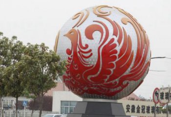 聊城不锈钢凤凰浮雕圆球雕塑精美雕塑把艺术带到生活中