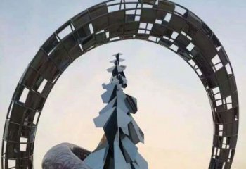聊城不锈钢松树祥云雕塑
