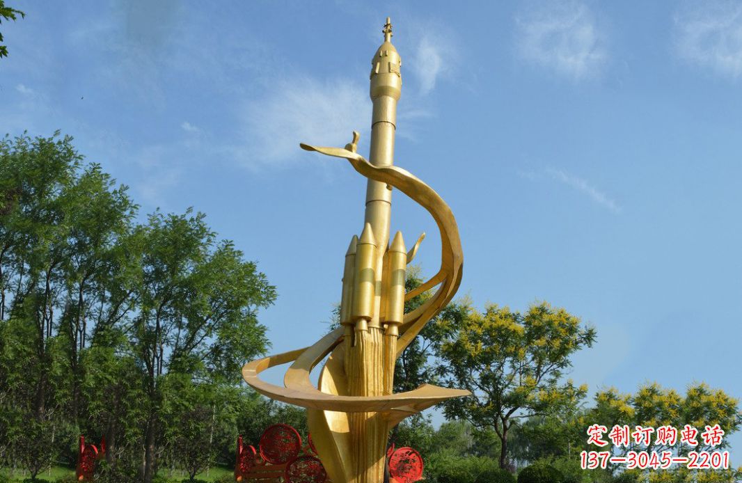 聊城火箭飞向蓝天不锈钢火箭广场景观雕塑
