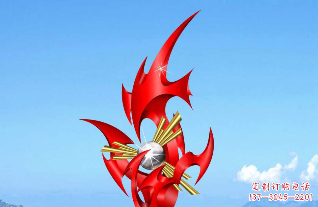 聊城不锈钢火苗抽象景观雕塑给城市添彩