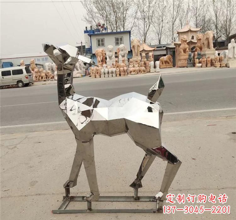 聊城不锈钢几何小鹿雕塑精美艺术品