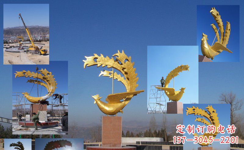 聊城凤凰金色雕塑——展现凤凰之美
