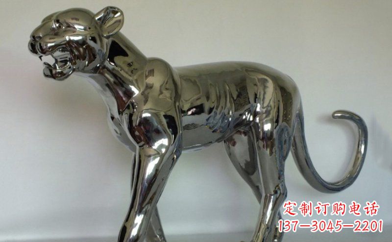 聊城不锈钢金钱豹雕塑给人以高贵气质的艺术瑰宝