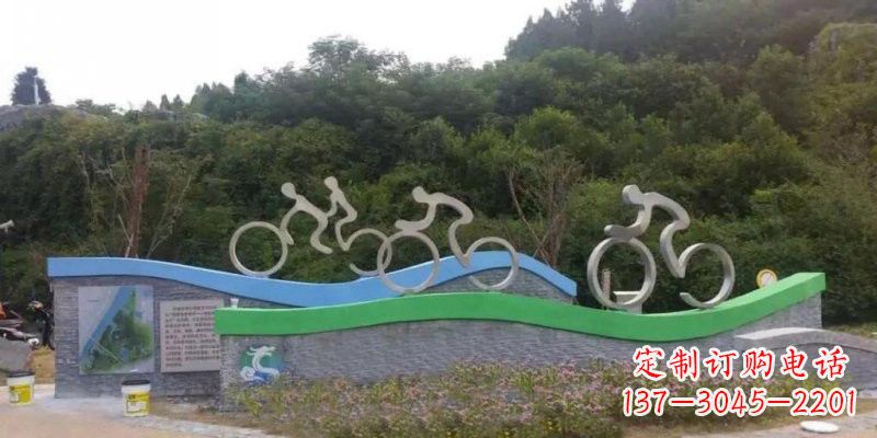 聊城不锈钢自行车雕塑——给景区增添一抹绚烂