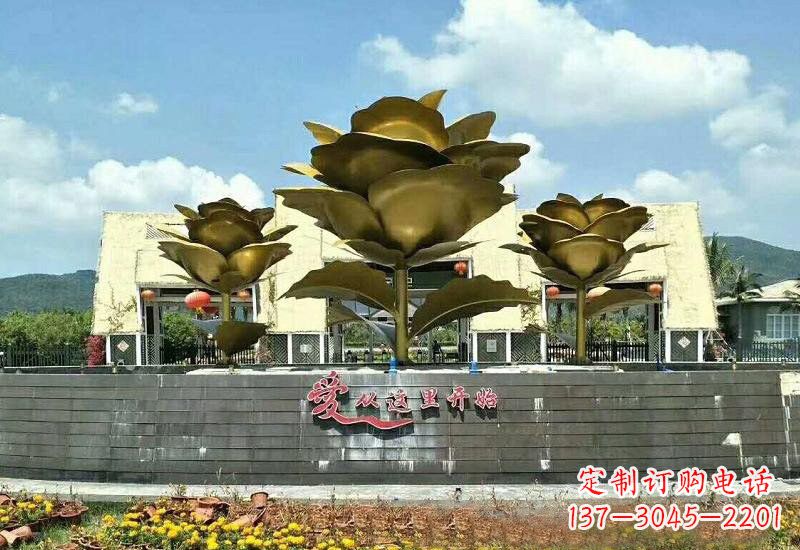 聊城不锈钢玫瑰雕塑美丽的艺术品