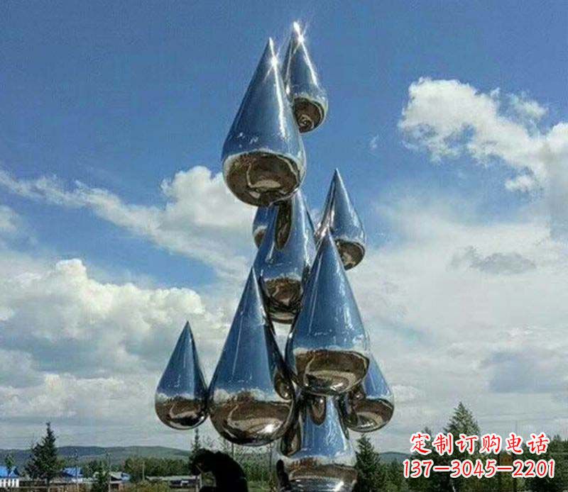 聊城不锈钢镜面大型水滴雕塑——艺术精美、精致优雅
