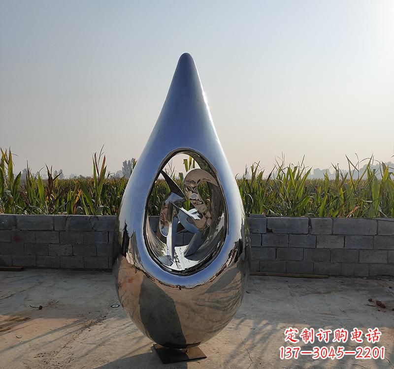 聊城不锈钢水滴雕塑展现自然之美