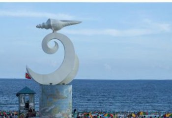 聊城海浪与海螺雕塑的结合——不锈钢景区的美景
