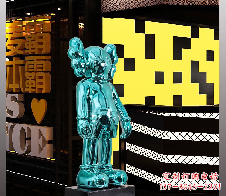 聊城不锈钢蓝色机器人雕塑引领未来的艺术品