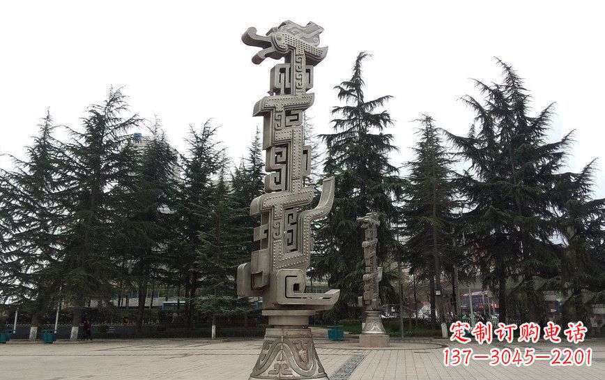 聊城不锈钢龙柱雕塑引领公共景观