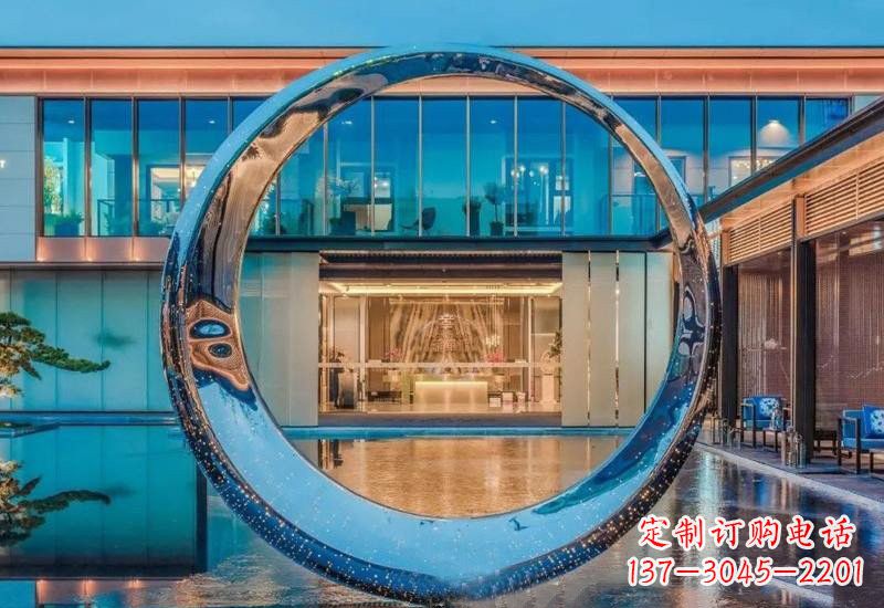 聊城不锈钢镂空灯光圆环雕塑