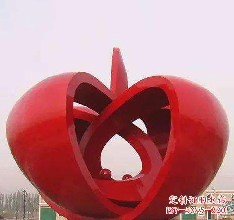 聊城不锈钢镂空苹果雕塑精致美观的艺术品