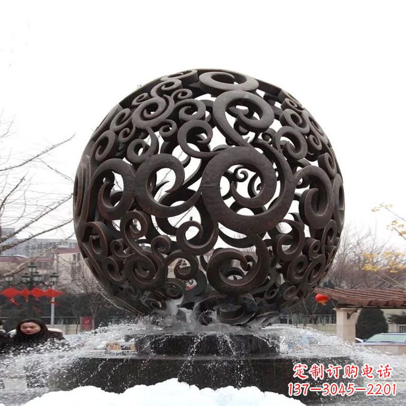 聊城不锈钢镂空球水景喷泉雕塑
