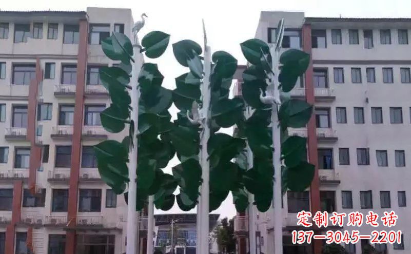 聊城浓郁绿意,不锈钢树叶雕塑