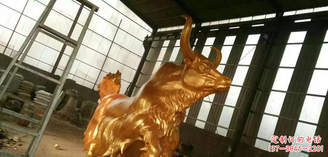 聊城精美不锈钢牦牛钛金雕塑