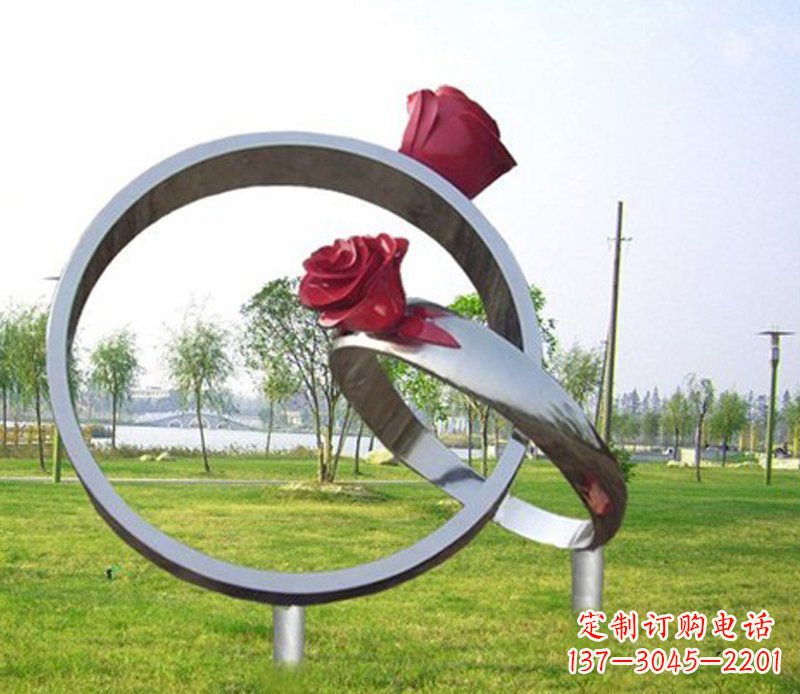 聊城不锈钢玫瑰戒指雕塑