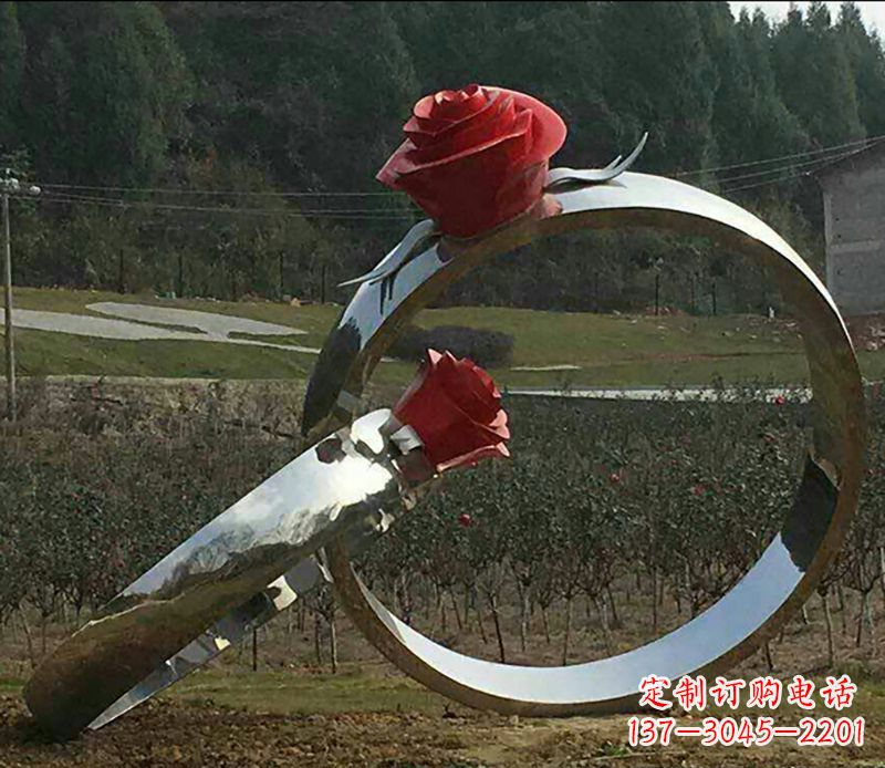聊城不锈钢玫瑰雕塑精美的艺术珍品