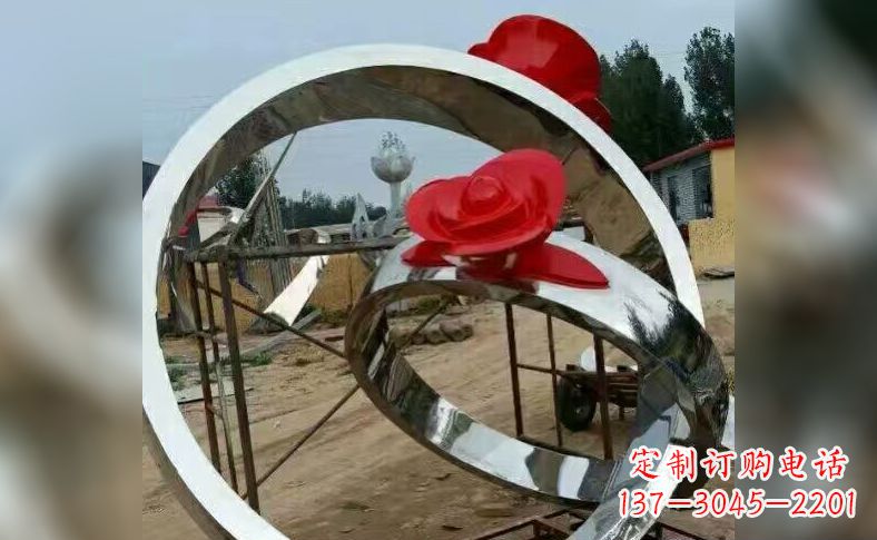 聊城不锈钢玫瑰花戒指雕塑