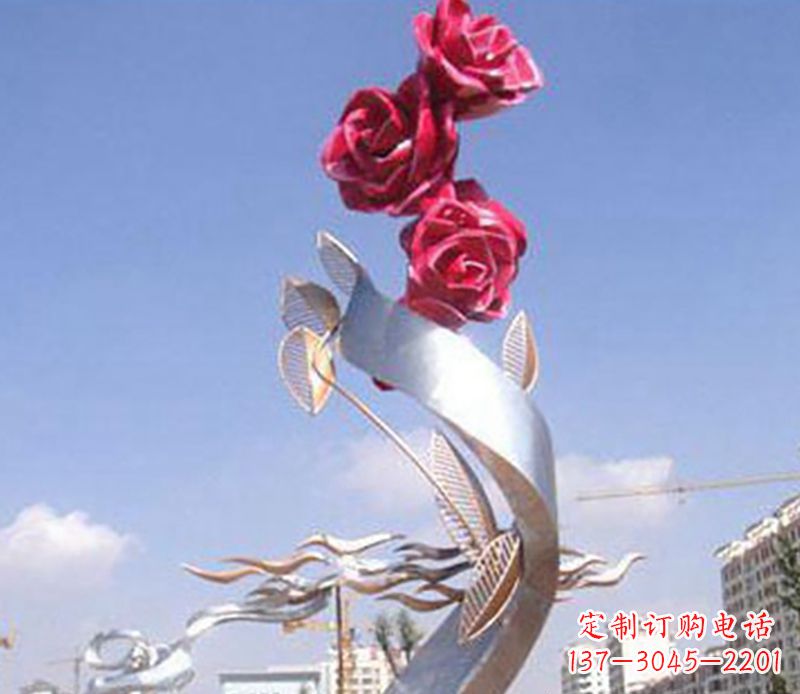 聊城不锈钢玫瑰雕塑精美的艺术品