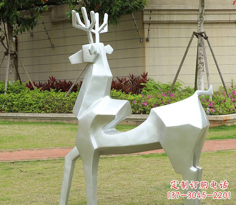 聊城不锈钢美陈动物雕塑——鹿