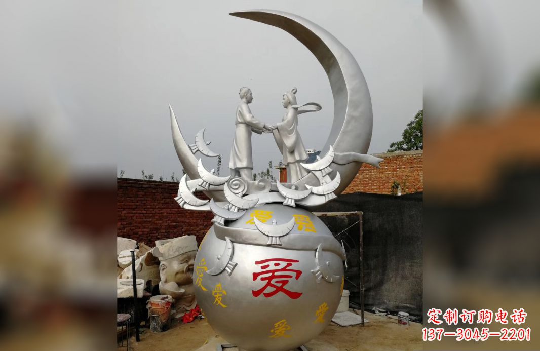 聊城不锈钢牛郎织女雕塑爱情永存