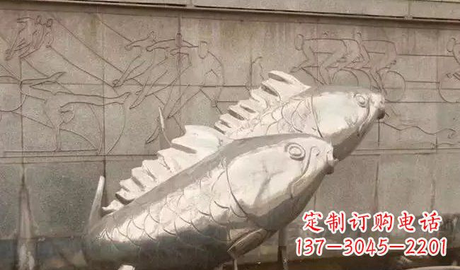 聊城不锈钢喷泉鱼雕塑美丽装点城市
