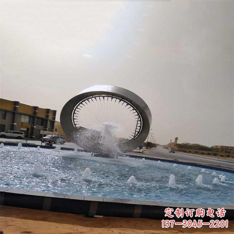 聊城精美不锈钢喷泉雕塑,增添环形绿景魅力