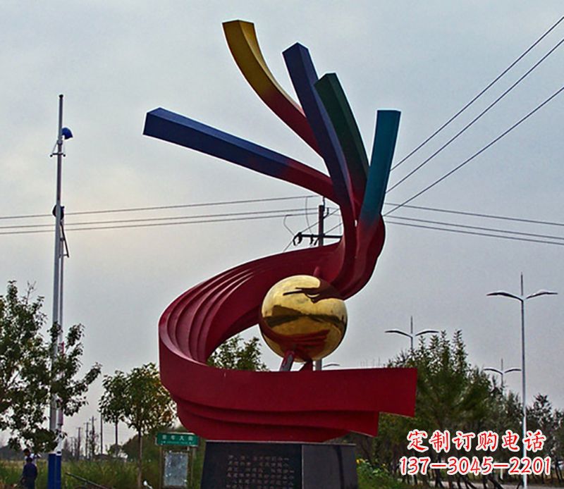 聊城不锈钢飘带雕塑艺术与自然的完美结合