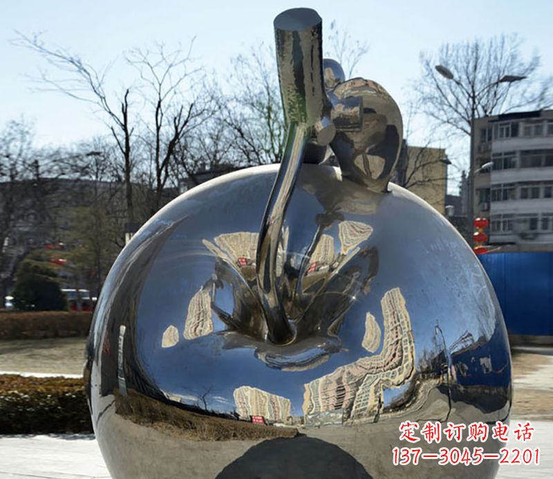 聊城不锈钢苹果镜面雕塑精美绝伦