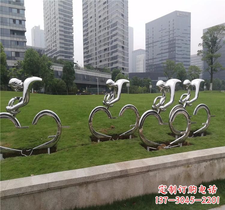聊城不锈钢自行车雕塑美丽的艺术绽放