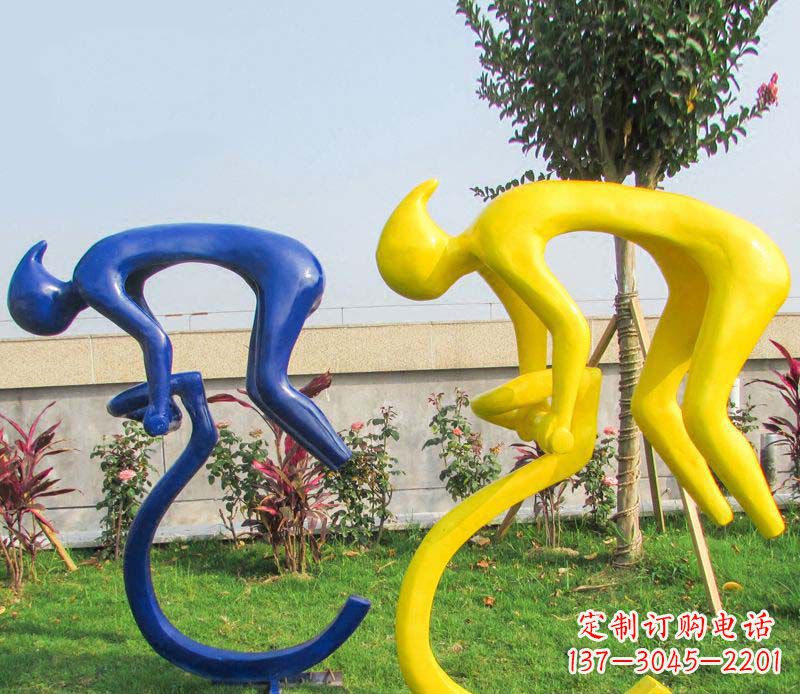 聊城不锈钢骑自行车广场景观雕塑——给城市带来活力