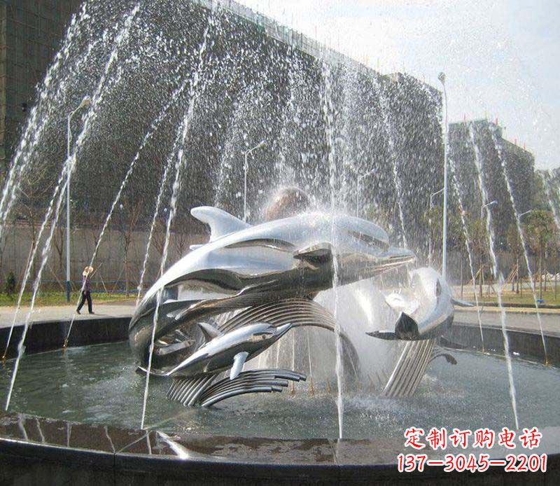聊城不锈钢商场大型景观鱼喷泉展现雕塑之美