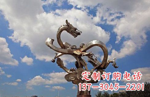 聊城不锈钢双龙戏珠雕塑——千古传说的艺术瑰宝