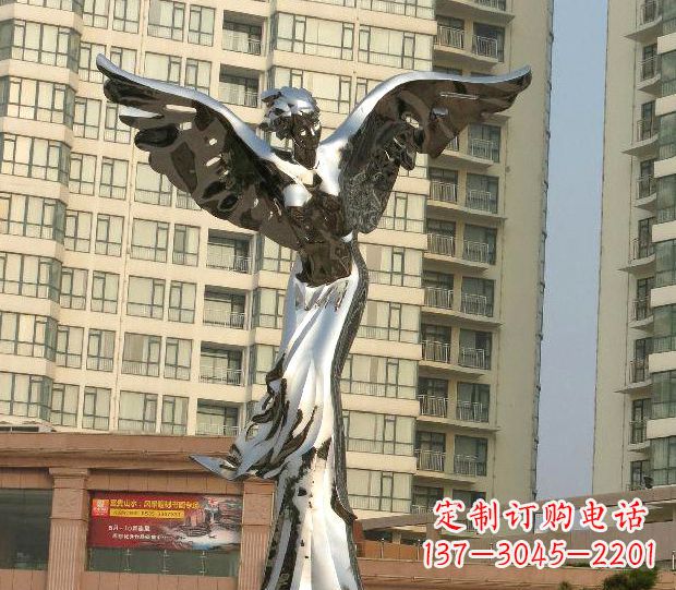 聊城不锈钢天使雕塑传递温暖的祝福