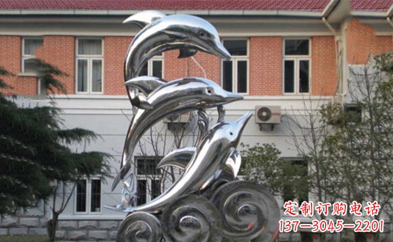 聊城不锈钢跳跃海豚雕塑