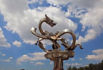 聊城不锈钢双龙戏珠雕塑——千古传说的艺术瑰宝