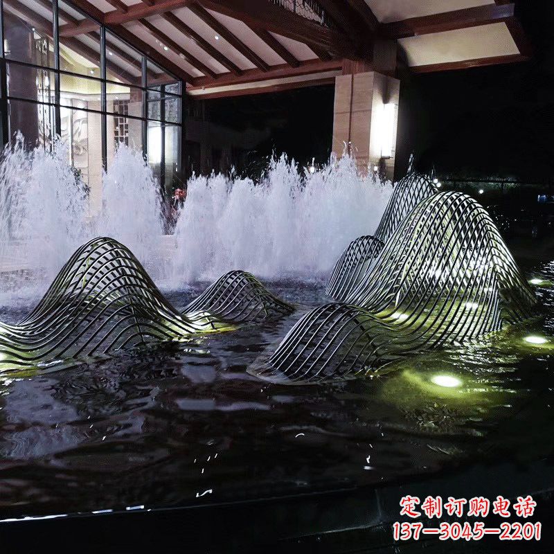 聊城不锈钢铁艺水景假山精美雕塑艺术