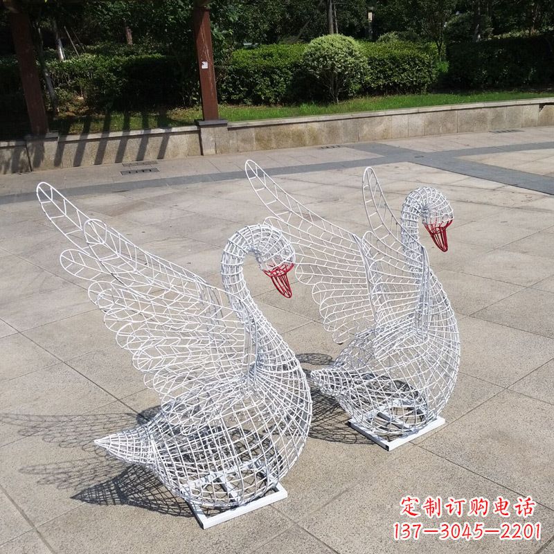 聊城不锈钢网格展翅天鹅雕塑