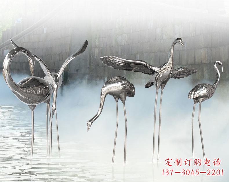 聊城不锈钢仙鹤飞鸟雕塑传承传统文化