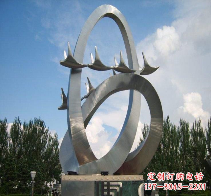 聊城大雁飞翔——不锈钢现代大雁雕塑