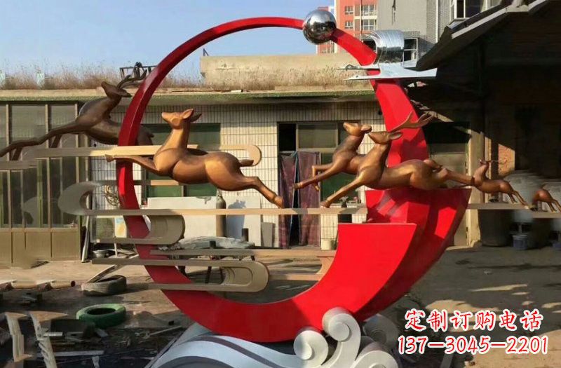 聊城不锈钢制作的梅花鹿雕塑