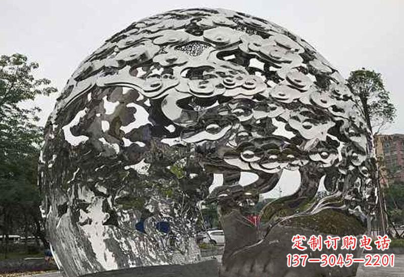 聊城不锈钢祥云镂空球拱门雕塑