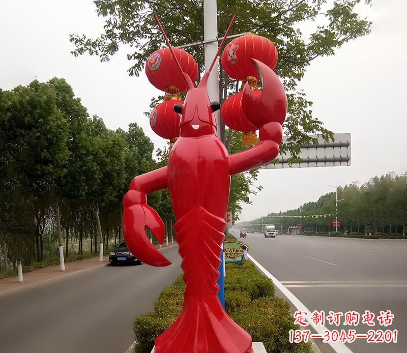 聊城不锈钢小龙虾雕塑精美之灵