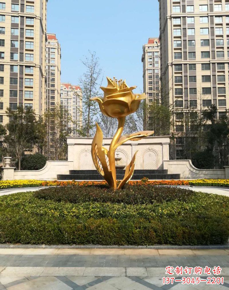 聊城不锈钢小区玫瑰花雕塑浓郁情感的视觉体验