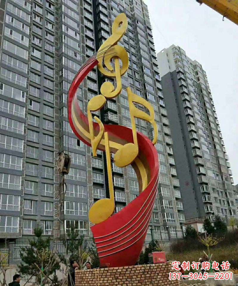 聊城不锈钢小区音符雕塑传递音乐的魅力