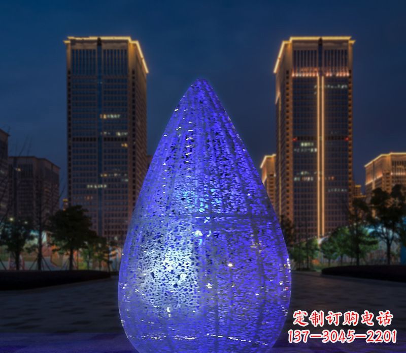 聊城不锈钢小区照明美轮美奂的水滴雕塑