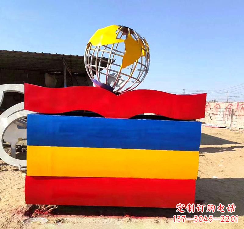 聊城不锈钢校园地球仪雕塑缅怀地球之美