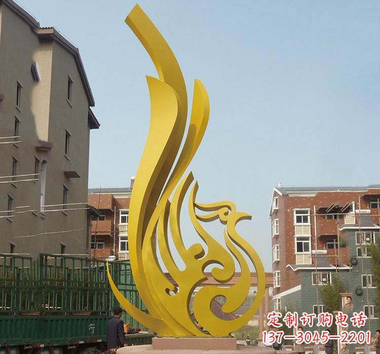 聊城静谧的凤凰不锈钢园林雕塑