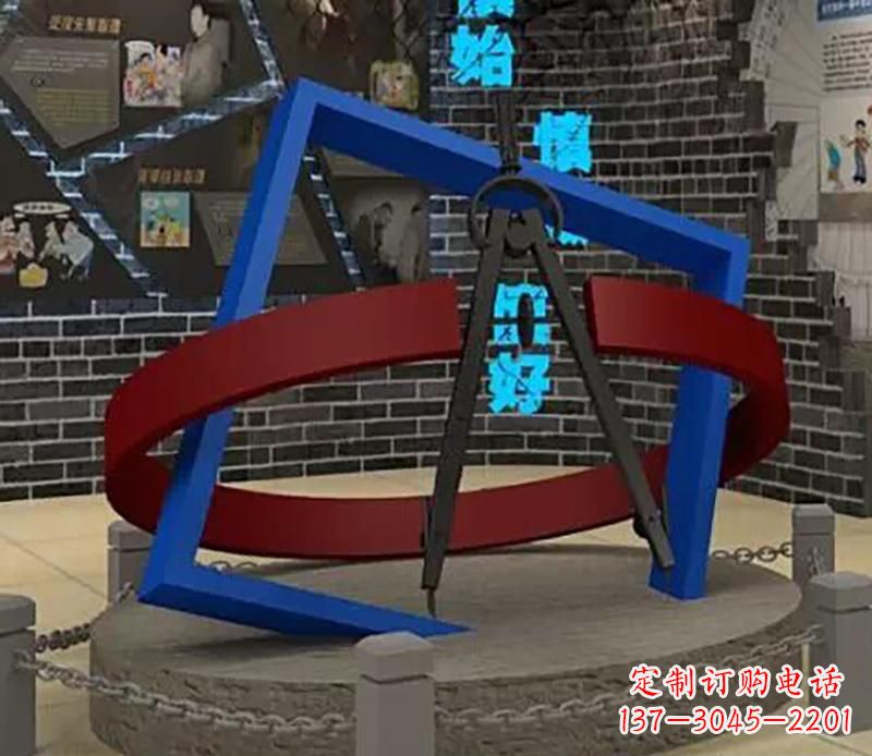 聊城不锈钢圆规雕塑实现景观美化的艺术之作