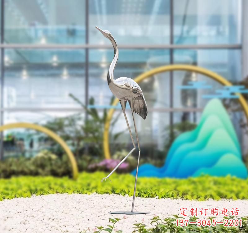 聊城不锈钢展翅仙鹤雕塑